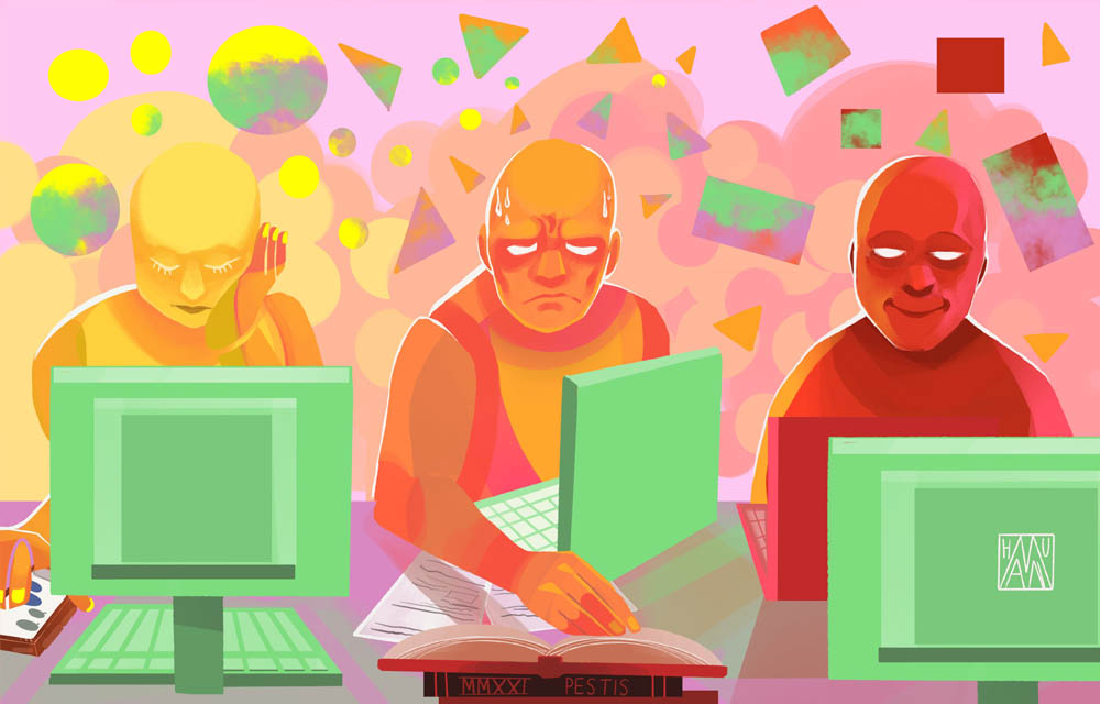 Illustration fuskande studenter