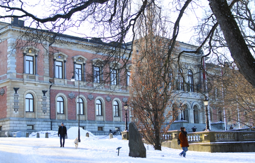 Bild universitetshuset i vinterskrud