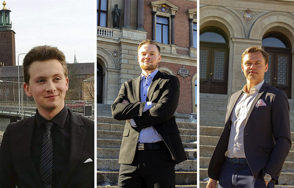 Henric Colliander, Vice Ordförande för Konservativa Förbundet, Jacob Rosén, Kassör Konservativa Förbundet, och Tim Sundblad, Förstanamn för Högerpartiet